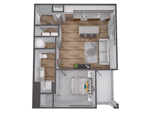 Floor plan 1x1 - 735sqft - A4 - Palazzo