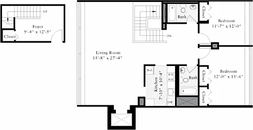 Floor plan The Lofts 2 Bedrooms DD