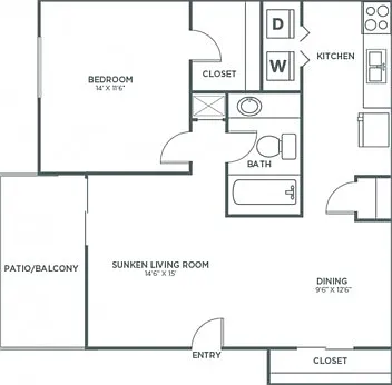 One Bedroom One Bath (847 SF) One Bedroom One Bath (847 SF)