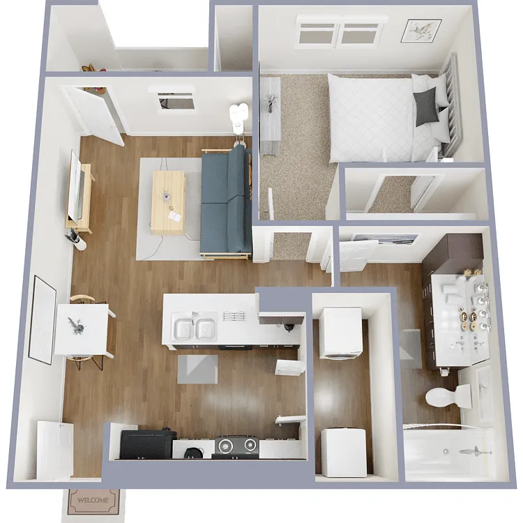 Floor plan 1 Bedroom / 1 Bath