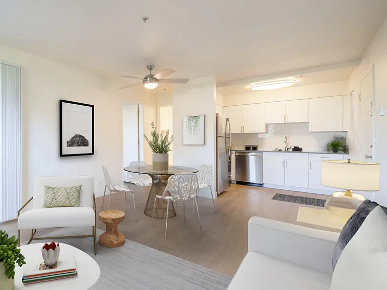 Kitchen and Living Room with Balcony
