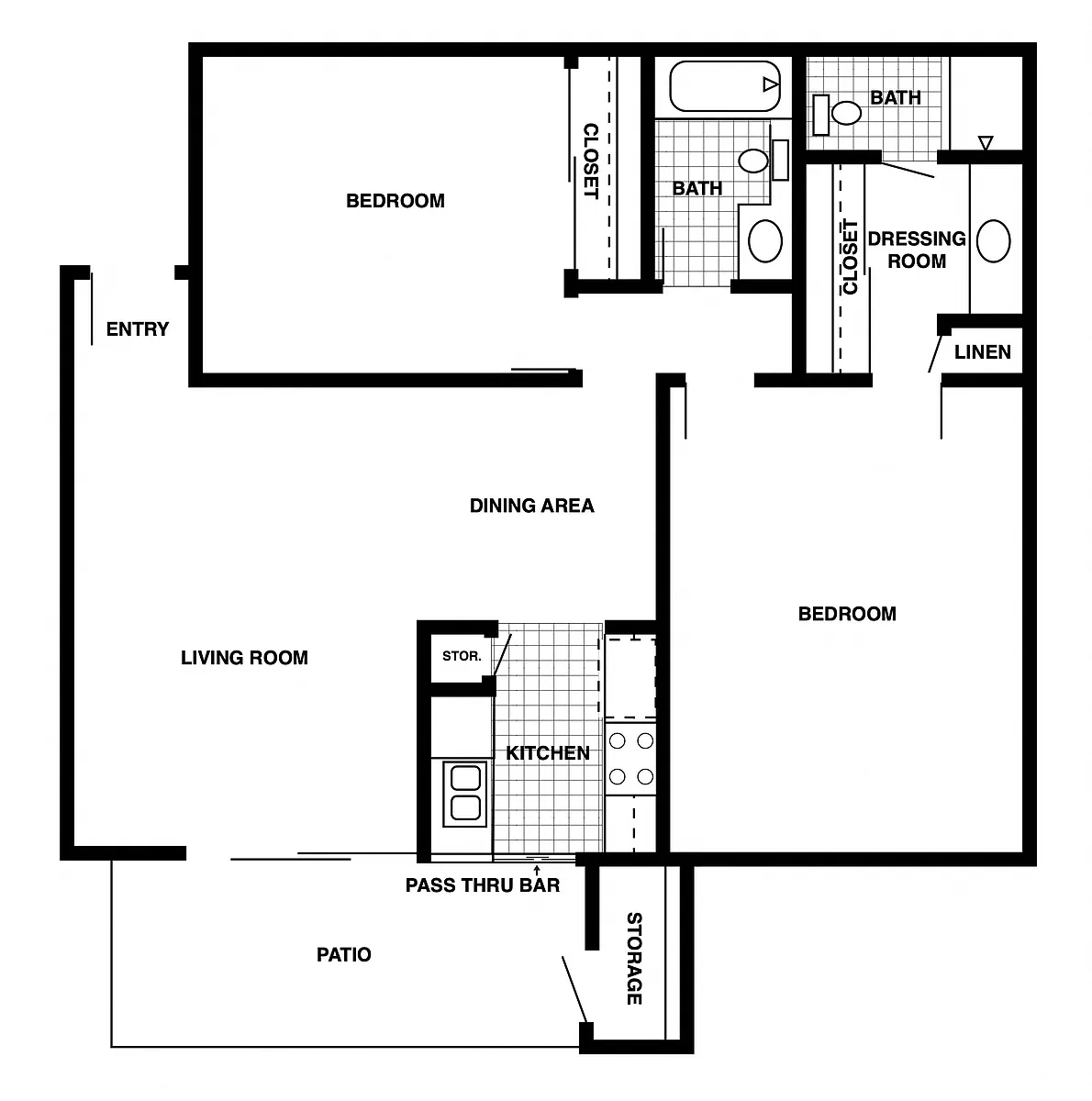 Floor plan 2 Bedroom/2 Bath
