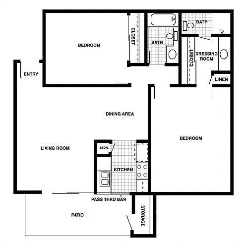 Floor plan 2 Bedroom/2 Bath