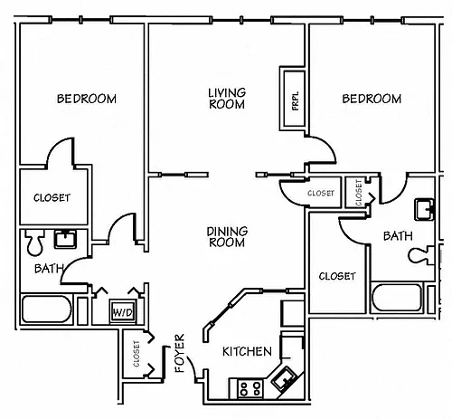 Floor plan 2 Bedroom 2 Bath