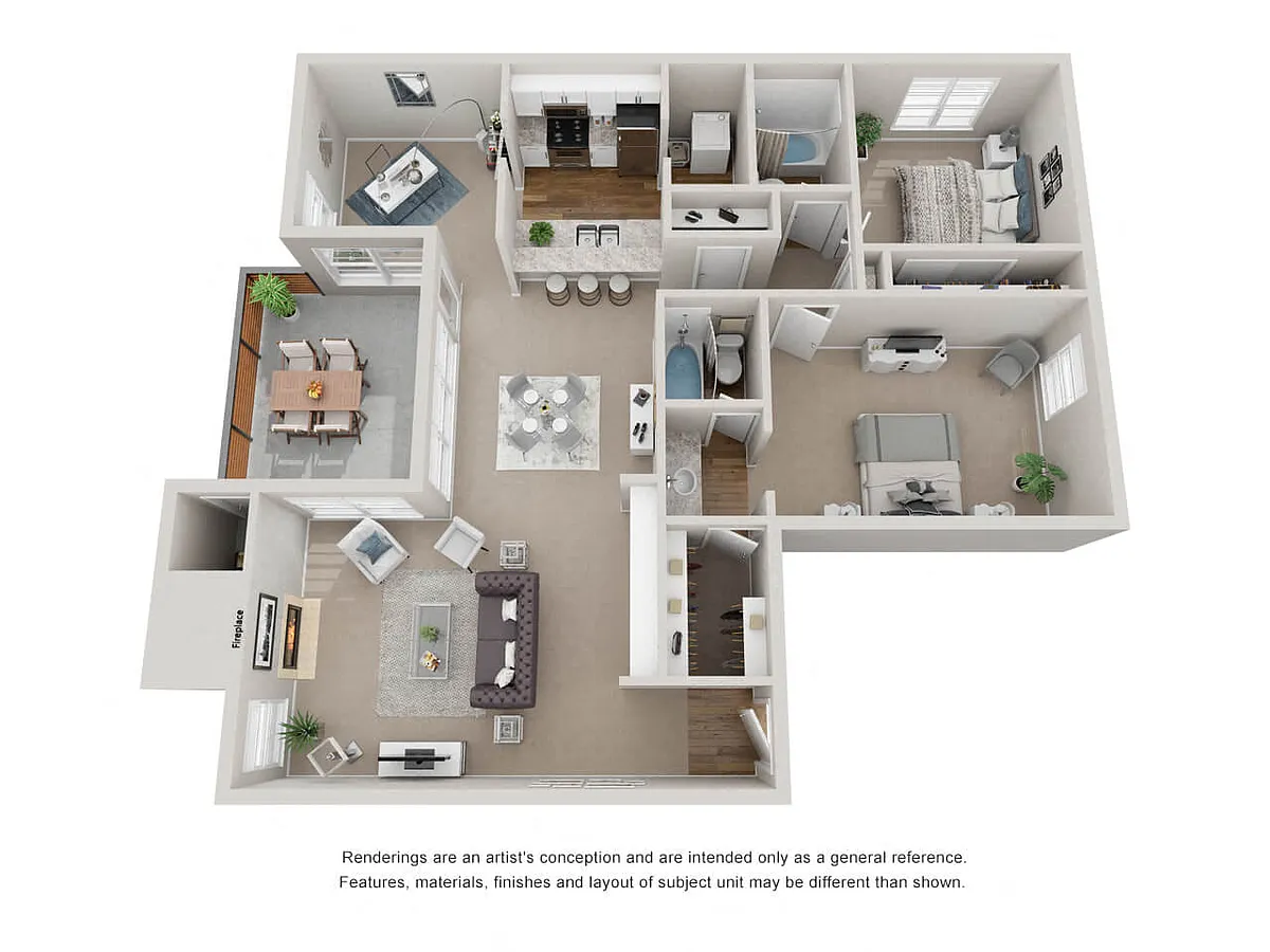 Floor plan B2: 2 Bed 2 Bath