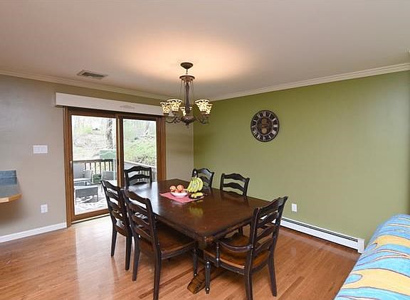 Dining room leads to deck.