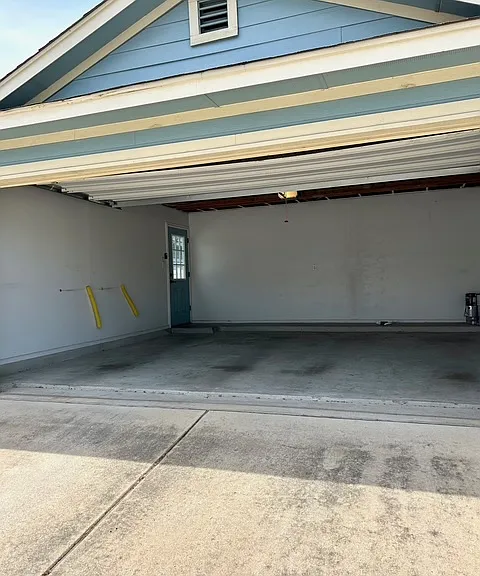 Two car garage with overhead storage