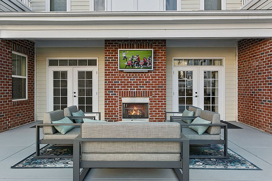 Entertain guests outside at the poolside lounge