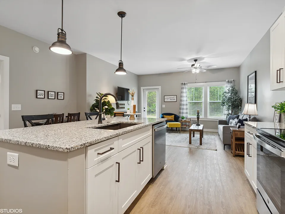 Kitchen into living room