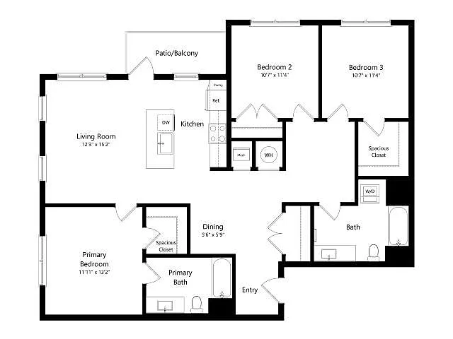 Floor plan C2 | 3 Bed | 2 Bath