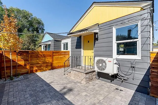 Front porch with Private fenced in Paver patio Courtyard