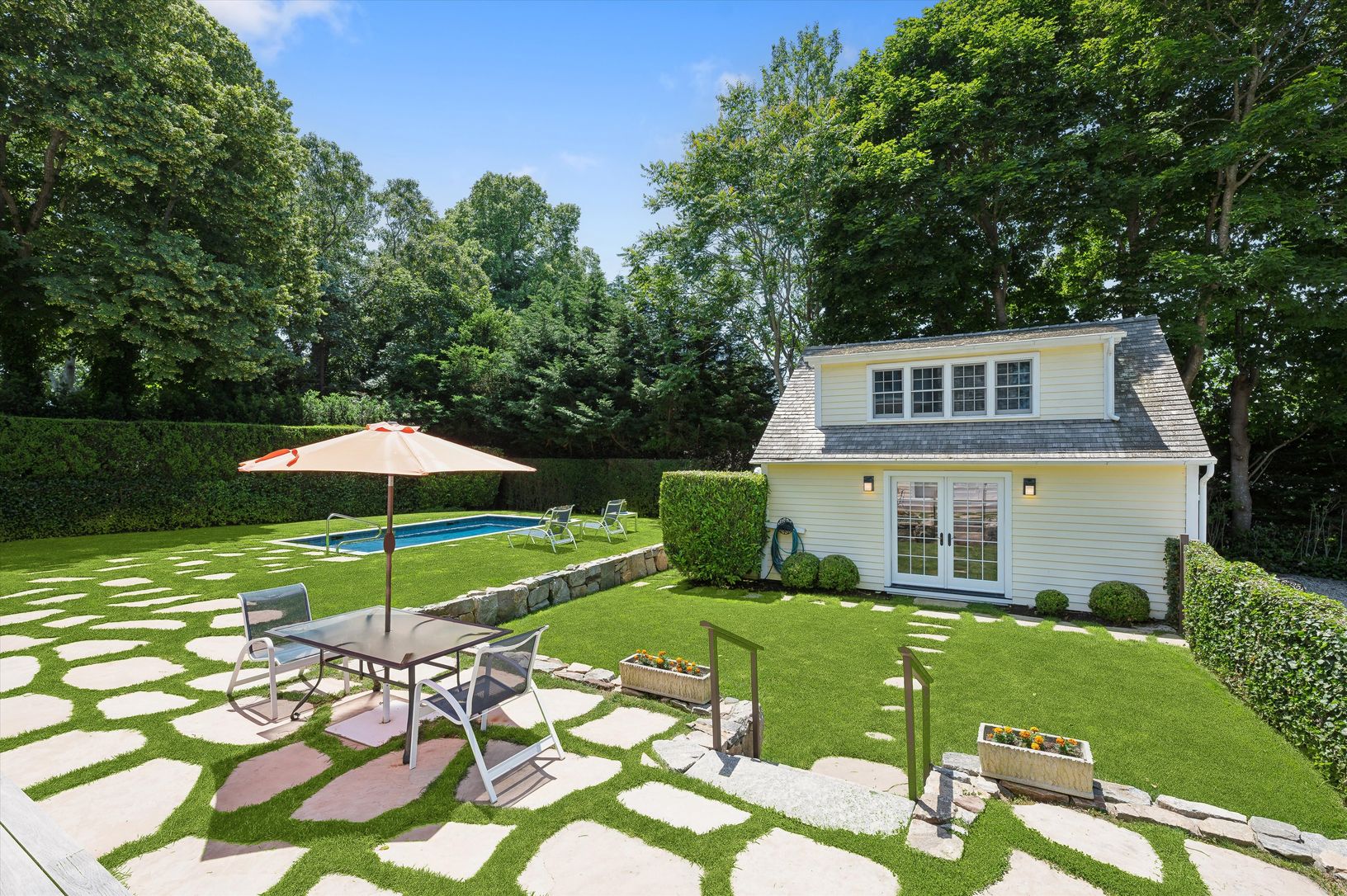  Two-Story Pool House, Heatedc Gunite Pool, Stone Patio & Outdoor Shower