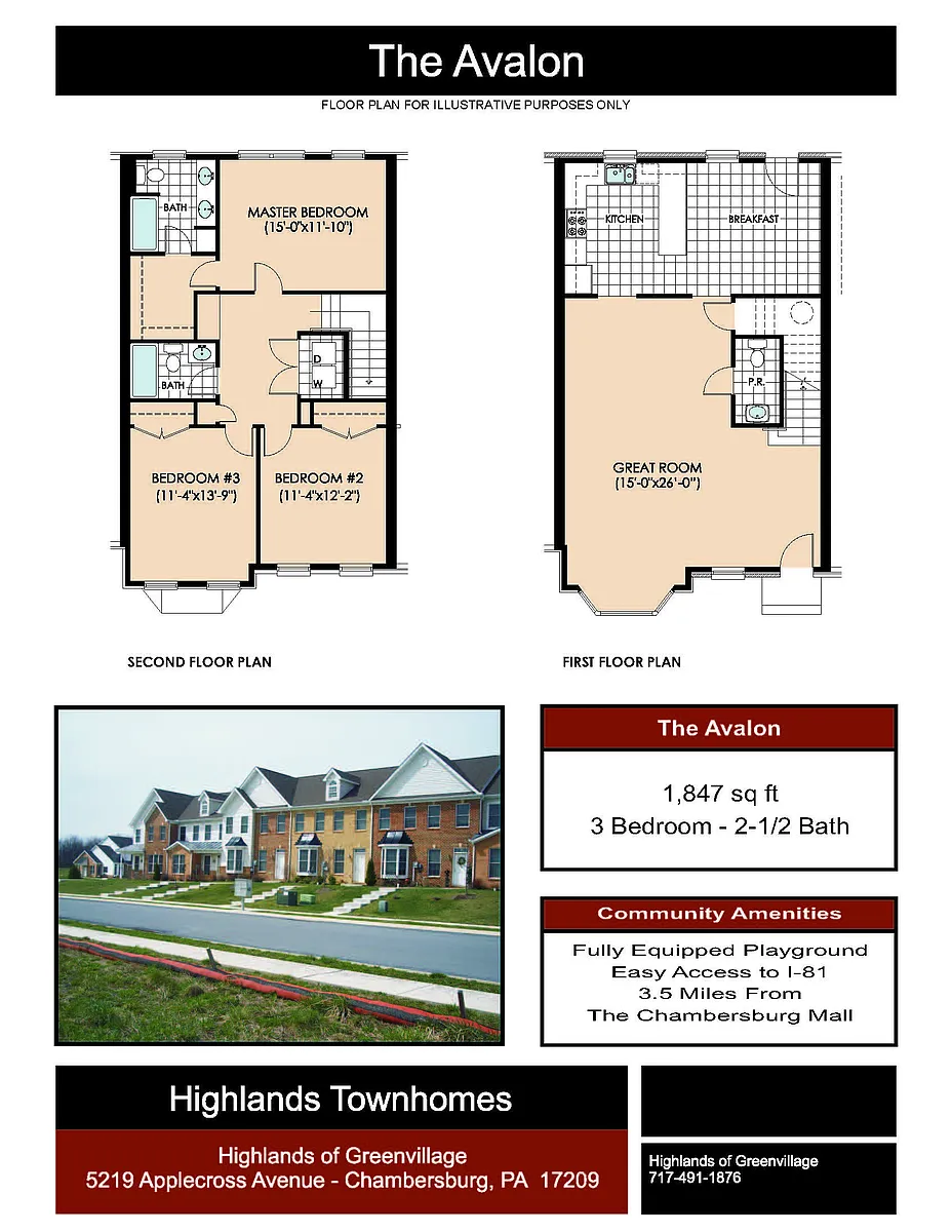 Floor plan Townhomes - 3 bed 2. 5 bath