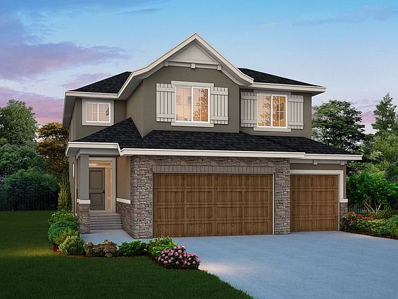 Exterior view of the French Chateau Elevation for the Savona 3 model by Brookfield Residential in Ca