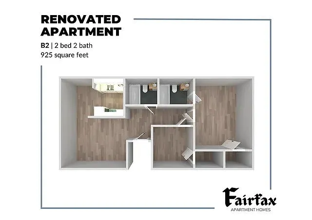 Floor plan 2 Bed, 2 Bath B2