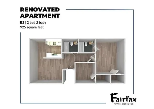 Floor plan 2 Bed, 2 Bath B2