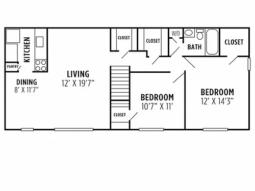 Floor plan Two Bedroom One Bath