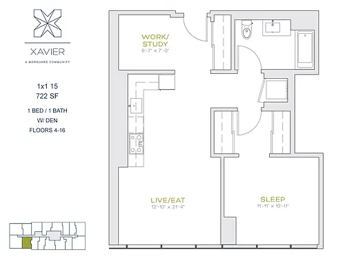 Floor plan 1x1 15 Den
