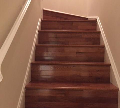 Hardwood stairs to second level