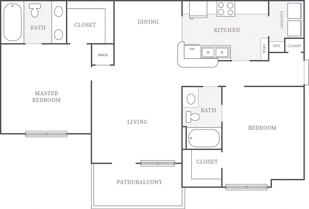 Floor plan 2 Bedroom 2 Bath