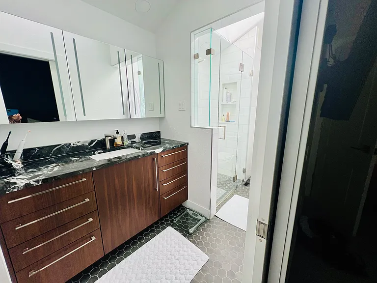 Newly renovated primary bathroom.