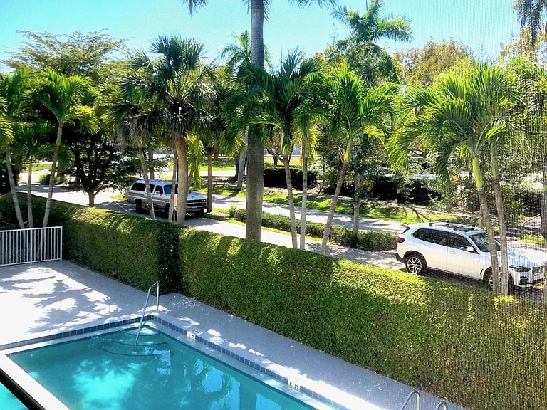 Tropical pool view from balcony