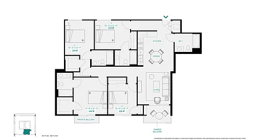 Floor plan 4 Beds 4 Baths - AB