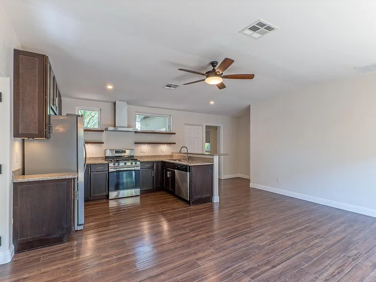 Vaulted ceiling adds elegance.