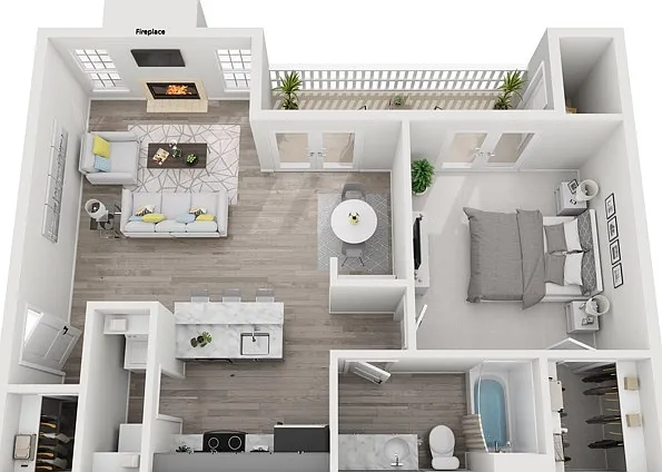 One Bedroom, 662 sqft, Full-Size Washer/Dryer, Patio/Balcony, Fireplace, Walk-in Closet, Additional Storage One Bedroom, 662 sqft, Full-Size Washer/Dryer, Patio/Balcony, Fireplace, Walk-in Closet, Additional Storage