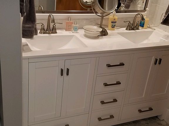 Remodeled bathroom 2 sinks.
