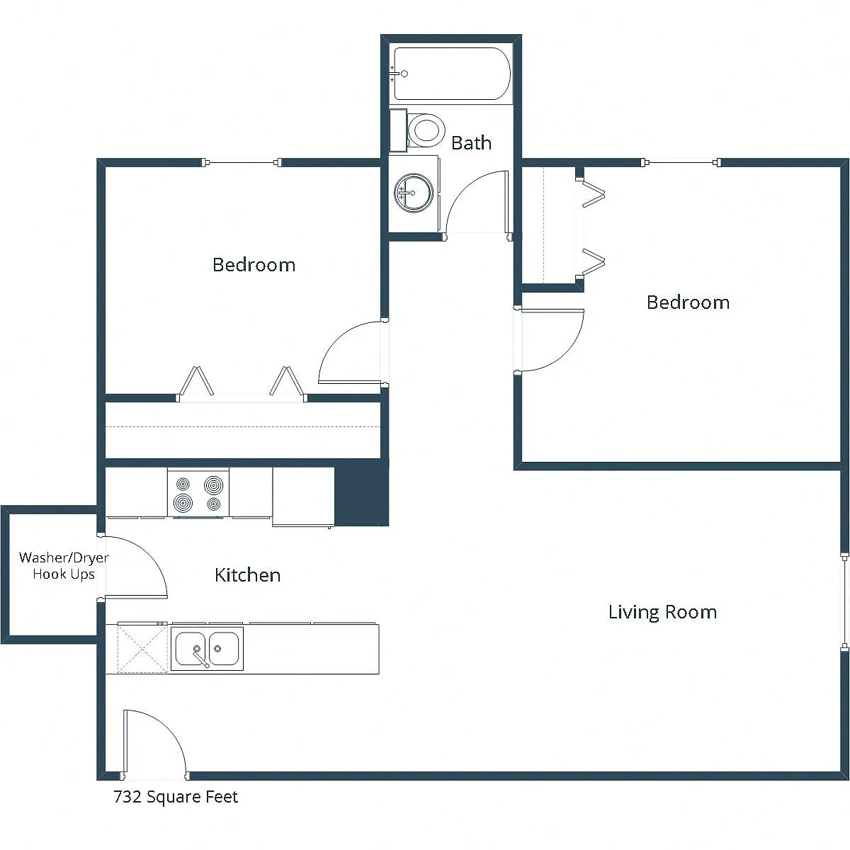 Floor plan Two Bedroom 21C