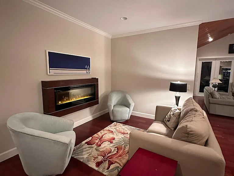 Den/Seating Area with electric fire place