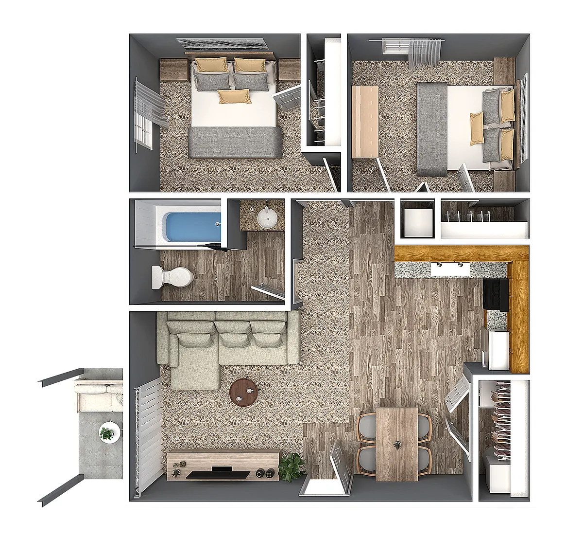 Floor plan 2 Bedroom 1 Bath
