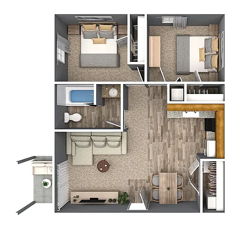 Floor plan 2 Bedroom 1 Bath