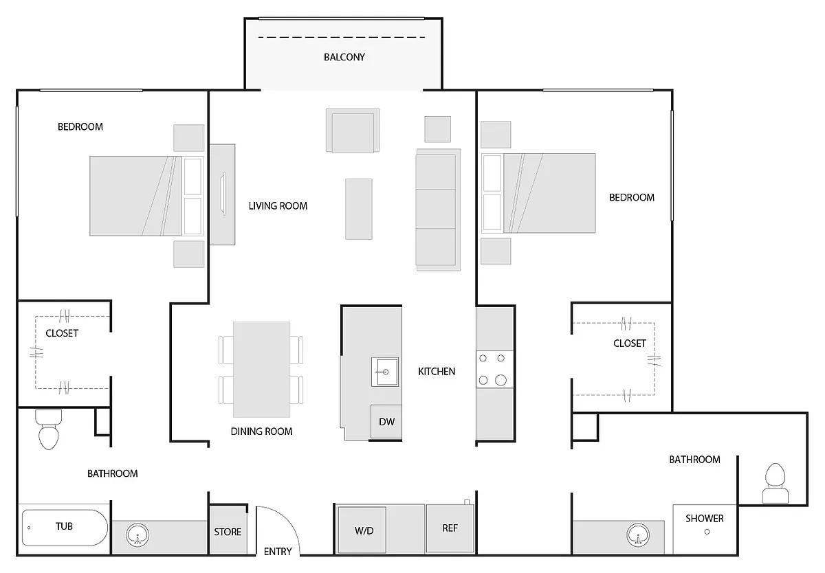 Floor plan 2 Bed/2 Bath-The Marlin