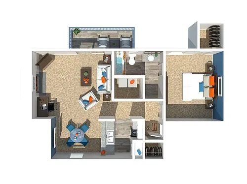 Floor plan 1 Bedroom 751