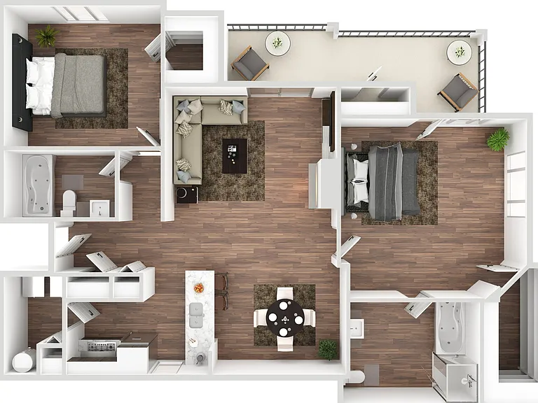2 Bedroom | 2 Bath | 1243 SF (Attached Garage Available) 2 Bedroom | 2 Bath | 1243 SF (Attached Garage Available)