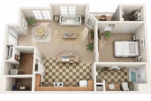 Floor plan Pinnacle 1x1