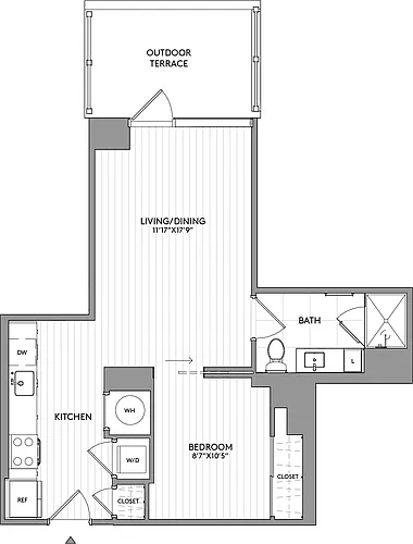 Floor plan Jr-1-Bed-1-Bath-A3