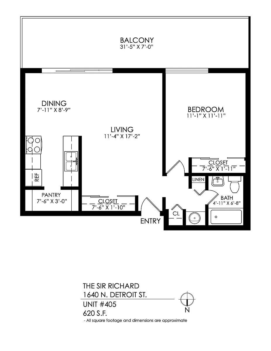 Floor plan 1 Bedroom, 1 Bath