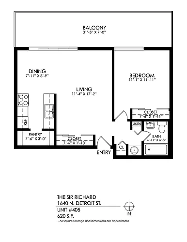 Floor plan 1 Bedroom, 1 Bath