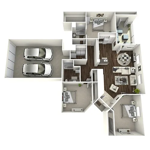 Floor plan Andromeda - Three Bedroom/Two Bath 1,279 Sq Ft