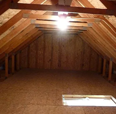 Large storage space above two-car garage.