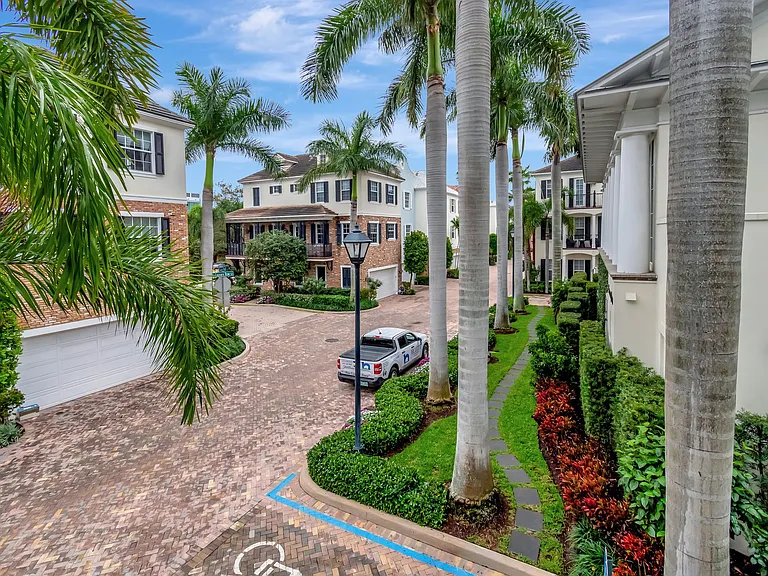 View from 2nd floor balcony of entrance to community.