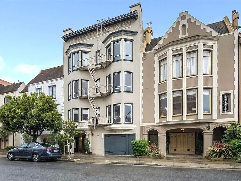 Front exterior view of the apartment building at 55 Casa Way, San Francisco, CA 94123, USA