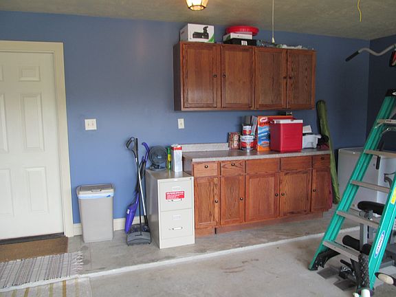 Garage with cabinets