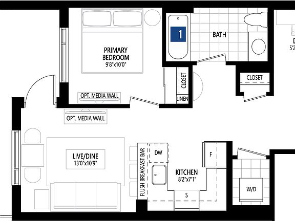 Aurora 1 Bedroom Den