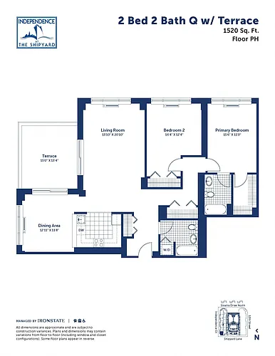 Floor plan 2 Bed 2 Bath Q With Terrace