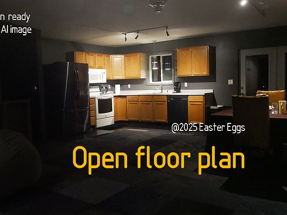 Kitchen/Dining/Living room area in the open floor plan.