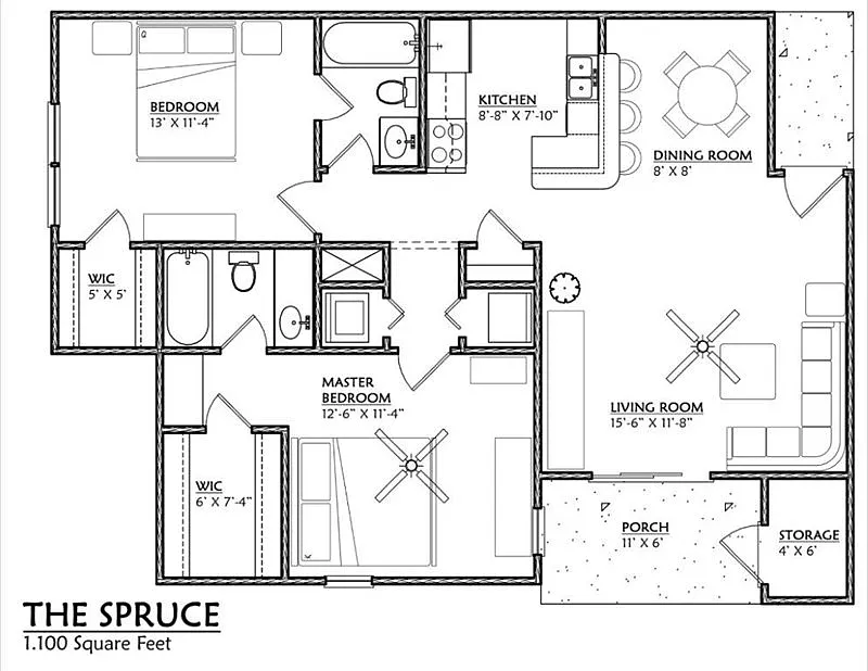 Floor plan B250 - 2 Bedroom, 2 Bathroom